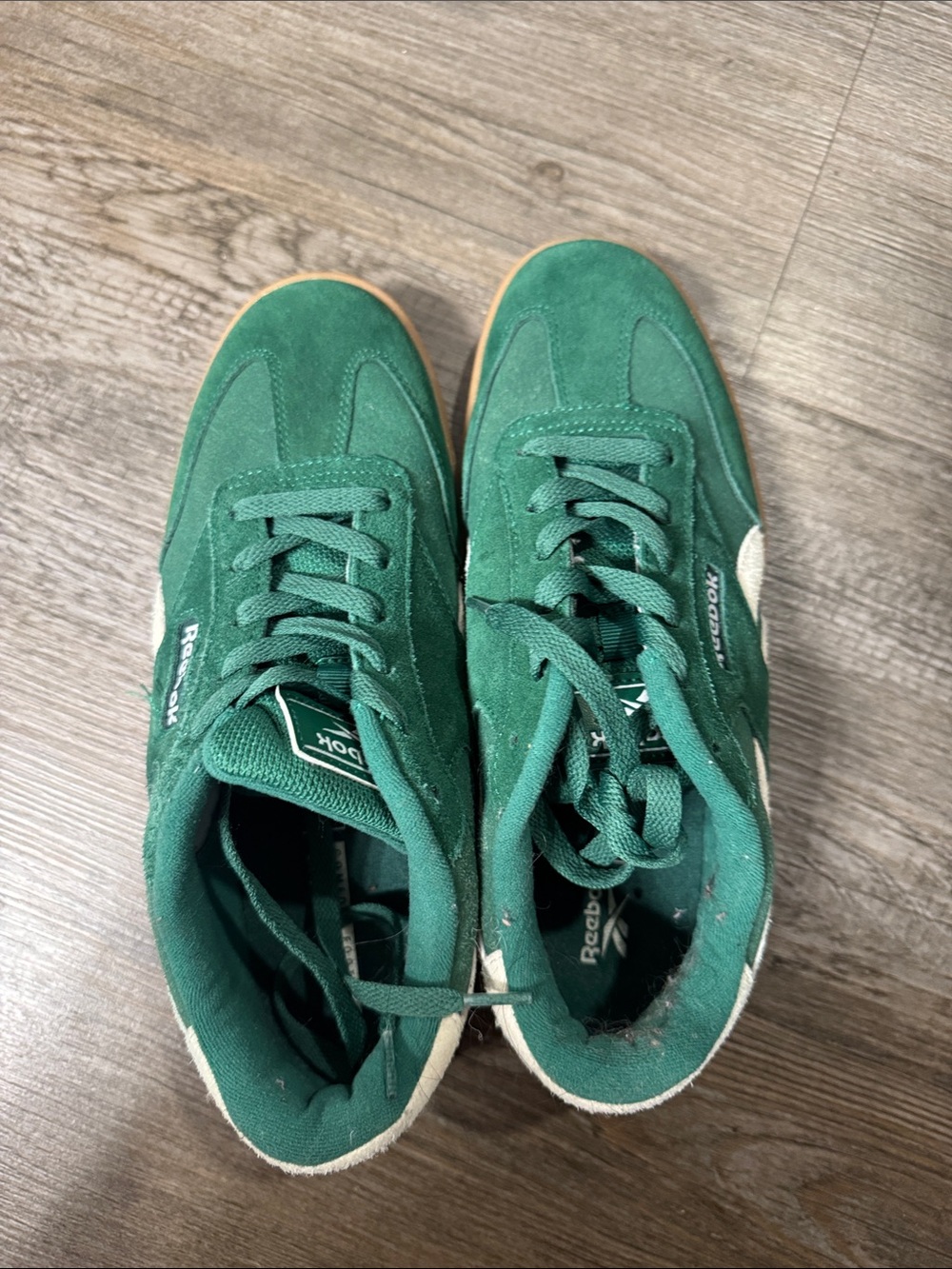 Reebok Women’s Green Suede Sneakers with White Accents